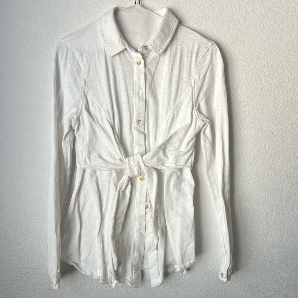 Maeve by Anthropology Claudette Front-Tie Button Down